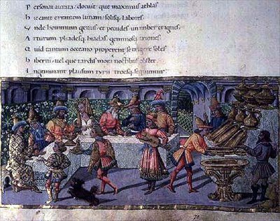 Ms 492 f.75 مشهد المأدبة ، من الإنيد (الرق) بواسطة Apollonio di Giovanni di Tommaso