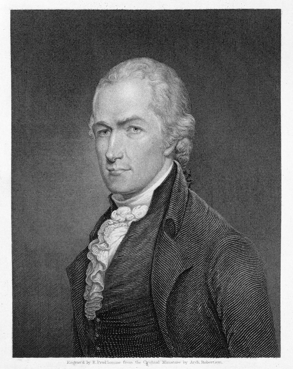 ألكسندر هاميلتون (1757-1804) منقوش من قبل جون فرانسيس يوجين برودهوم (1800-92) بواسطة أرشيبالد روبرتسون