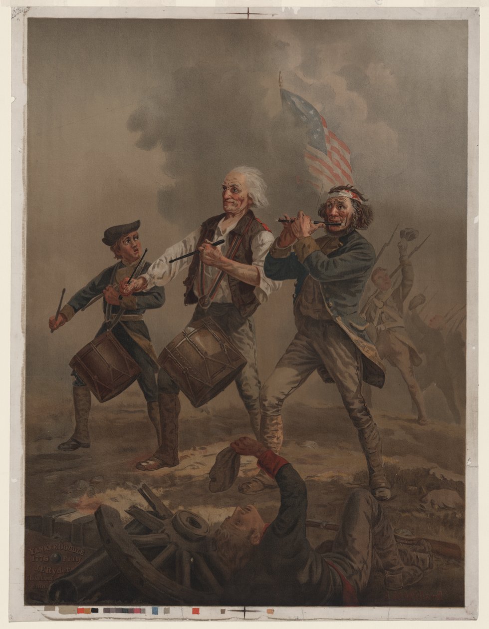 يانكي دودل 1776 ، عام 1876 (طباعة حجرية ملونة) بواسطة أرشيبالد ويلارد
