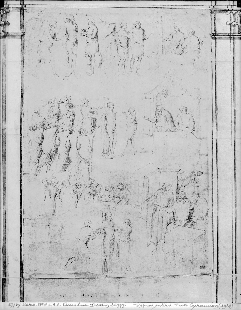 مناظر من حياة القديس ، التفاصيل (انظر أيضًا 217743) (القلم والحبر وغسل البني على الورق) بواسطة أريتينو لوكا سبينيلو أو سبينيللي