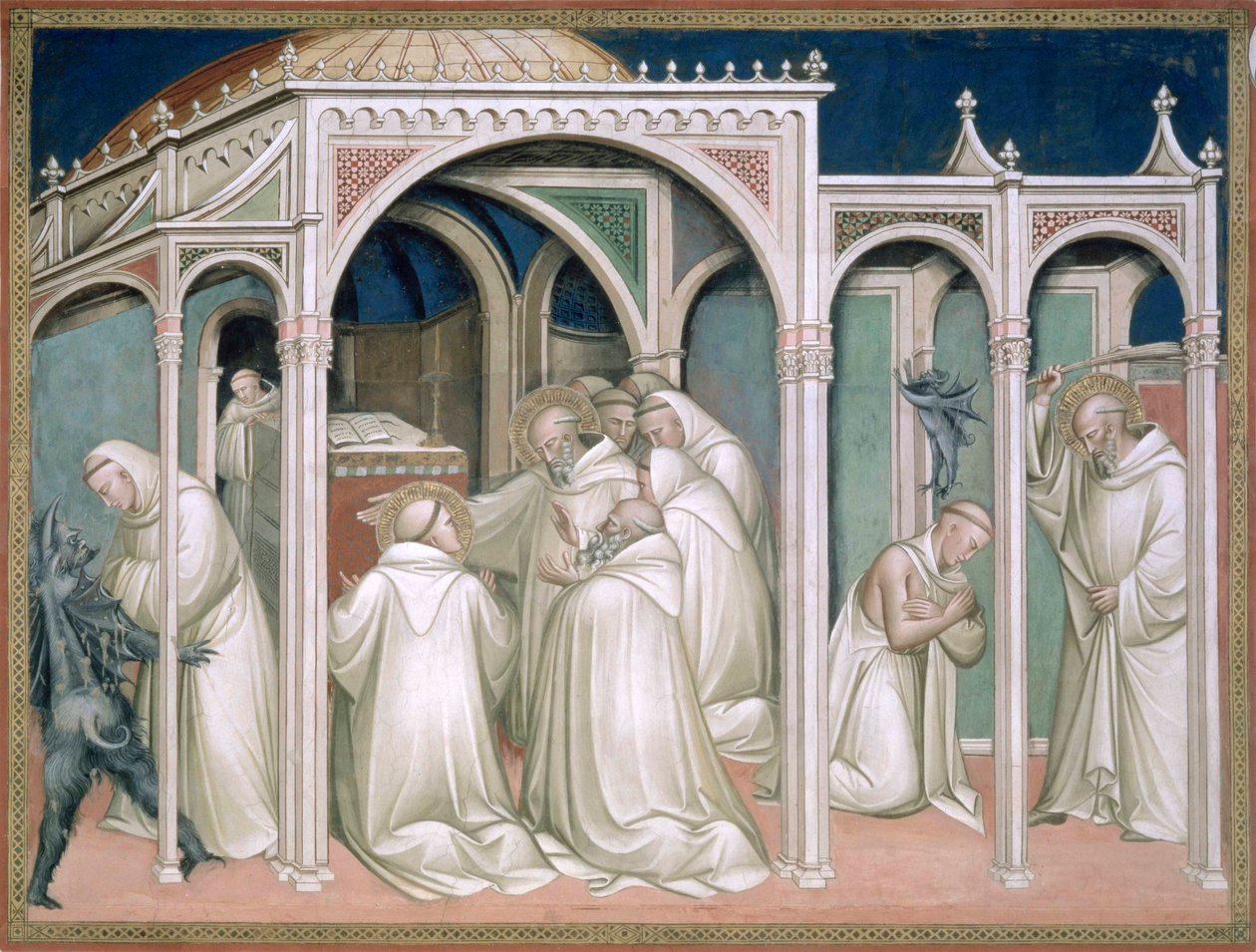 القديس يحرر راهبًا ، التفاصيل من حياة القديس بنديكتوس (c.480-c.550) ، في Sacristy ، 1387 بواسطة أريتينو لوكا سبينيلو أو سبينيللي