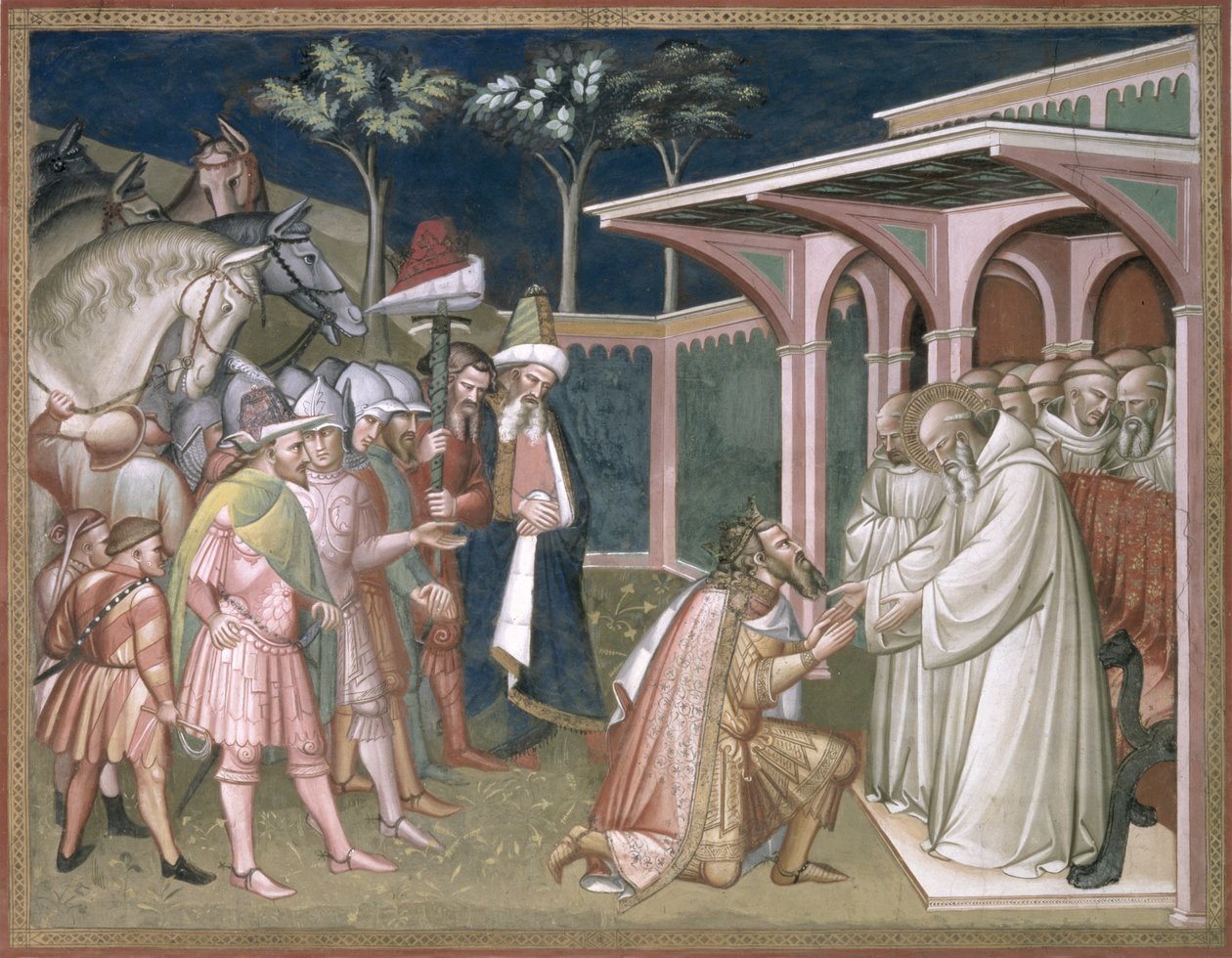 يتنبأ القديس لتوتيلا ملك القوط ، التفاصيل من حياة القديس بنديكت (c.480-c550) ، في Sacristy ، 1387 بواسطة أريتينو لوكا سبينيلو أو سبينيللي