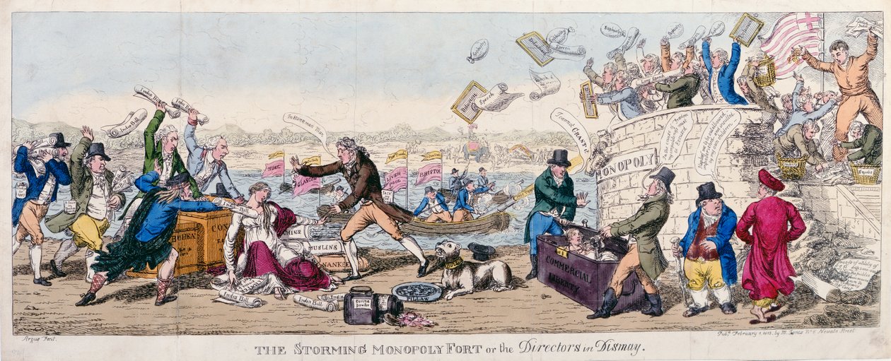 اقتحام حصن الاحتكار أو المديرين في Dismay ، نشر عام 1813 بواسطة أرغوس