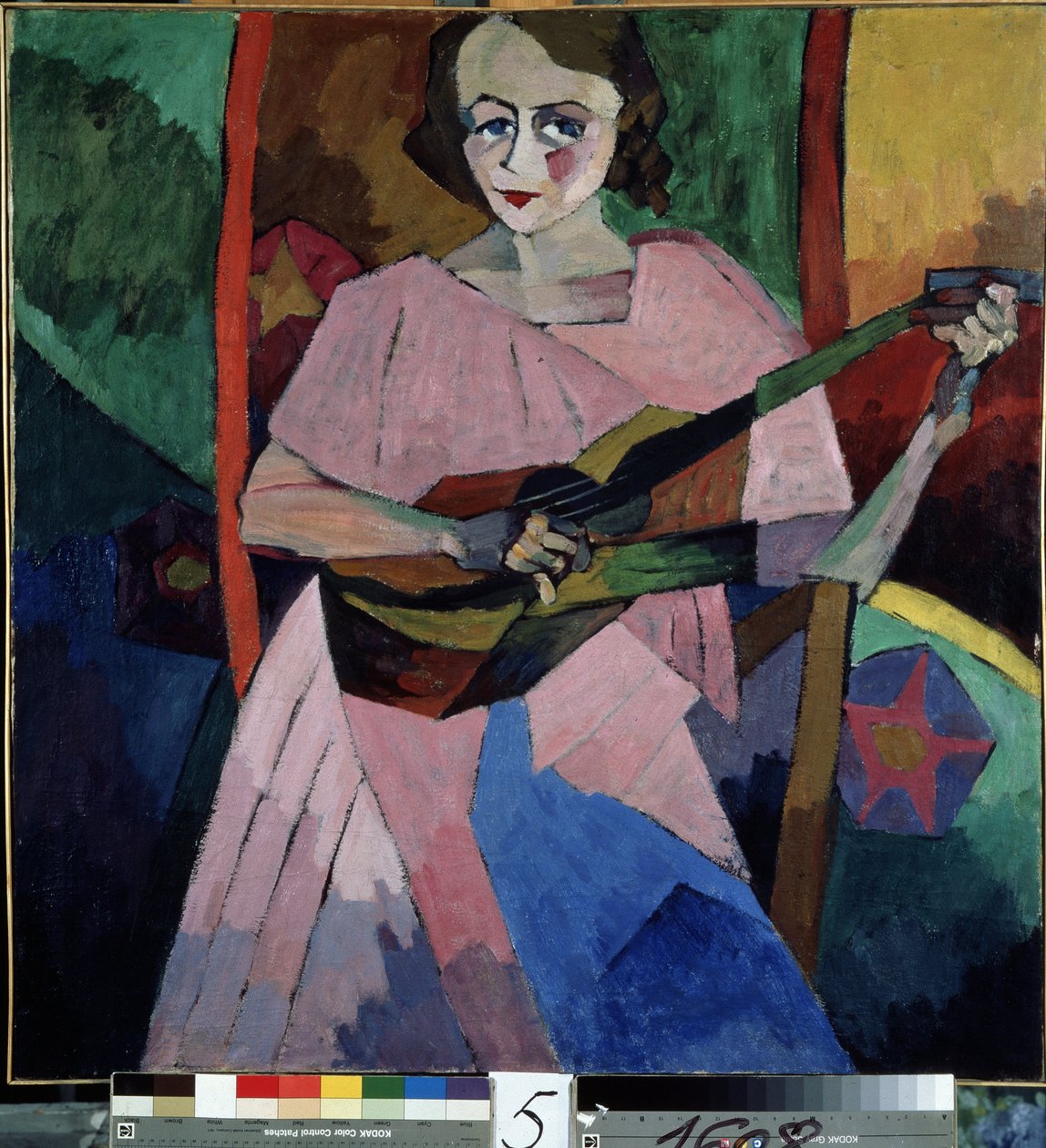 امرأة مع جيتار (سيدة مع غيتار). لوحة أريستارخ فاسيليفيتش لينتولوف (لينتولوف) (1882-1943) ، زيت على قماش بواسطة أريستارخ فاسيليفيتش لينتولوف