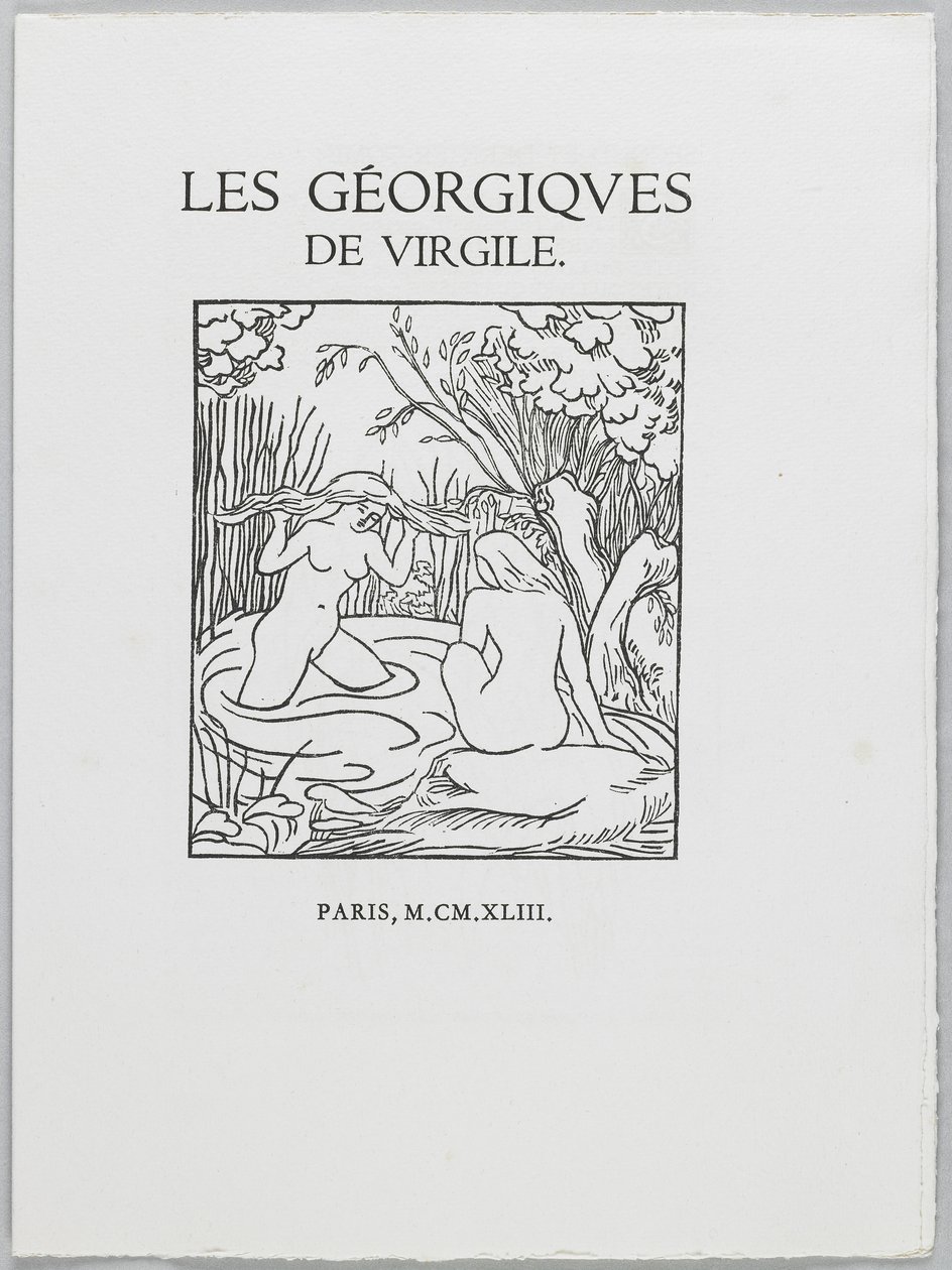صفحة عنوان فيلم "The Georgics" من تأليف فيرجيل ، 1937-1943 (نقش خشبي وأحرف حروف) بواسطة أريستيد مايول