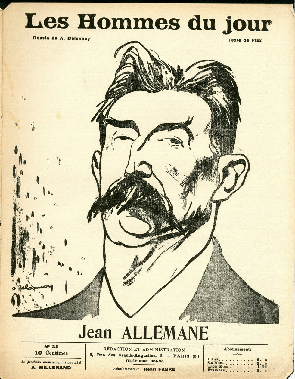 Cover of “” Les Hommes du jour””, Satirique en N & B بواسطة أريستيد ديلانوي