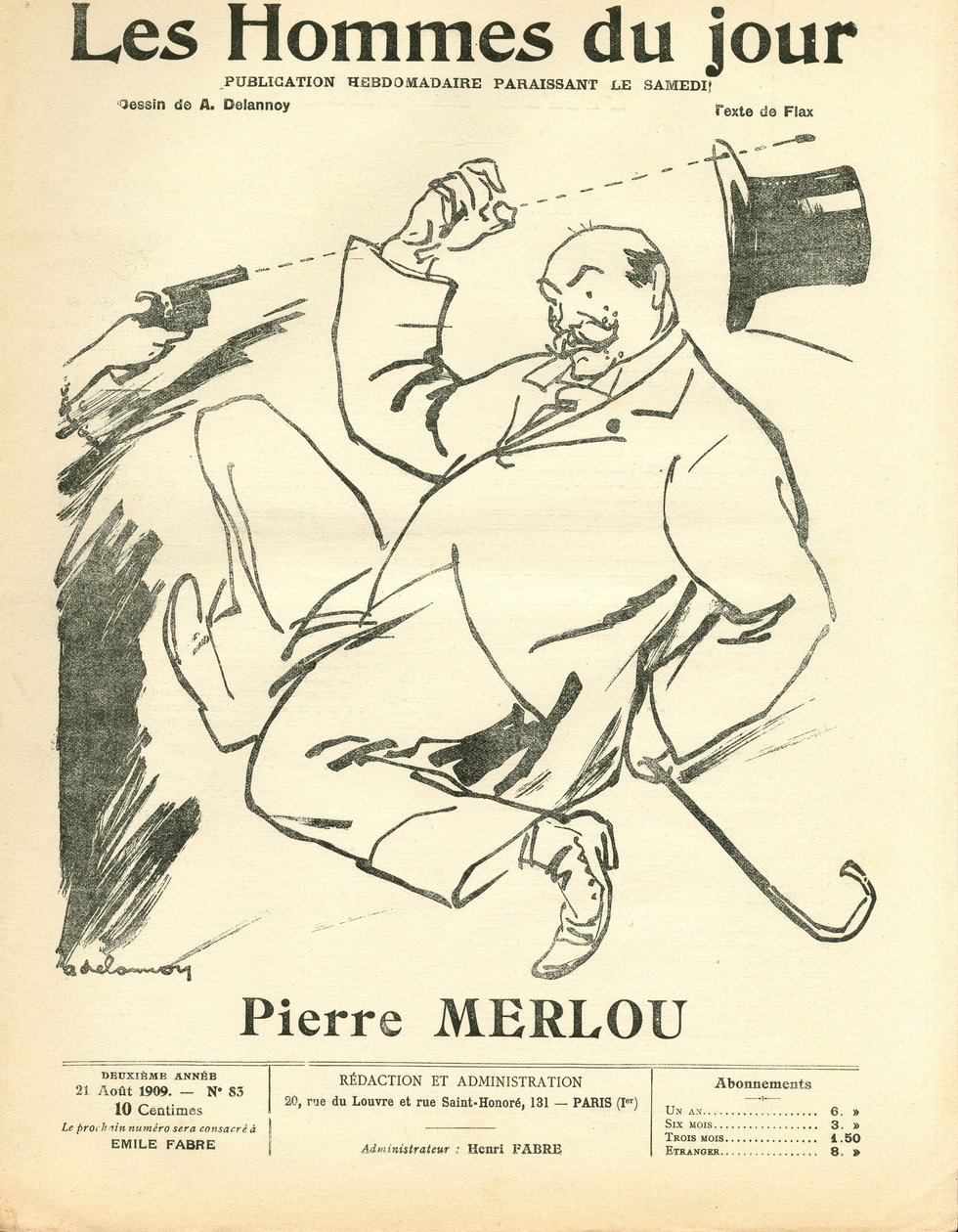 Cover of “” Les Hommes du jour””, Satirique en N & B بواسطة أريستيد ديلانوي