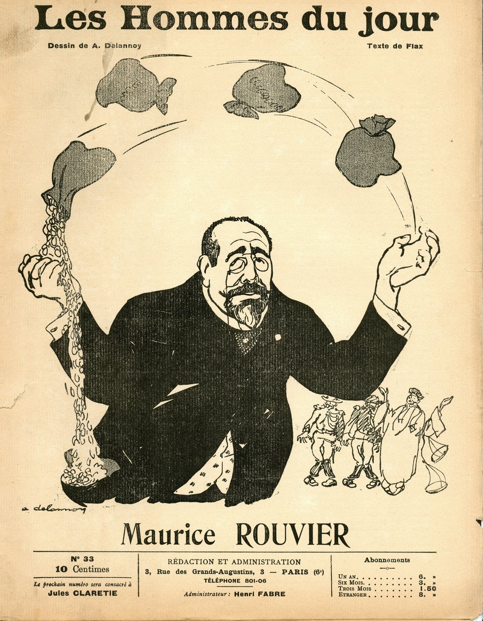 غلاف "Les Hommes du jour" ، حوالي 1906 - رسم أريستيد ديلاني (1874-1911): فضي - روفييه موريس (1842-1911) - شعوذة بواسطة أريستيد ديلانوي