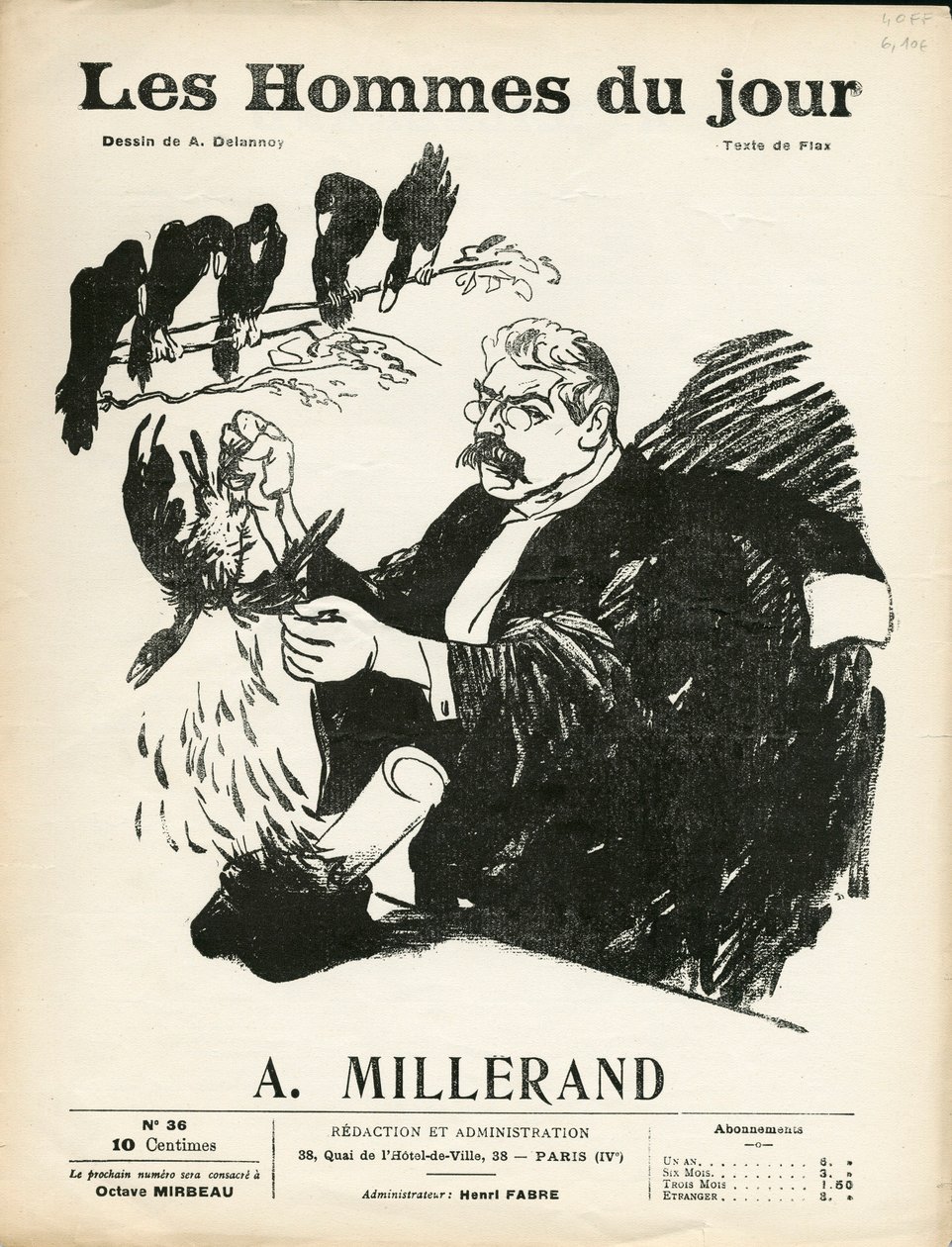 Cover of “” Les Hommes du jour””, number 36, Satirique en N & B بواسطة أريستيد ديلانوي