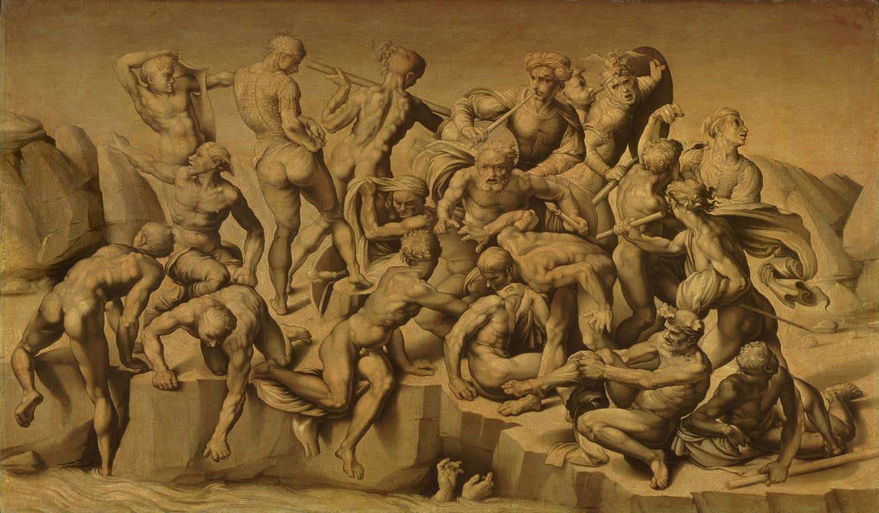 معركة كاسينا ، أو The Bathers ، بعد Michelangelo (1475-1564) ، 1542 بواسطة أرسطو دا سانجالو