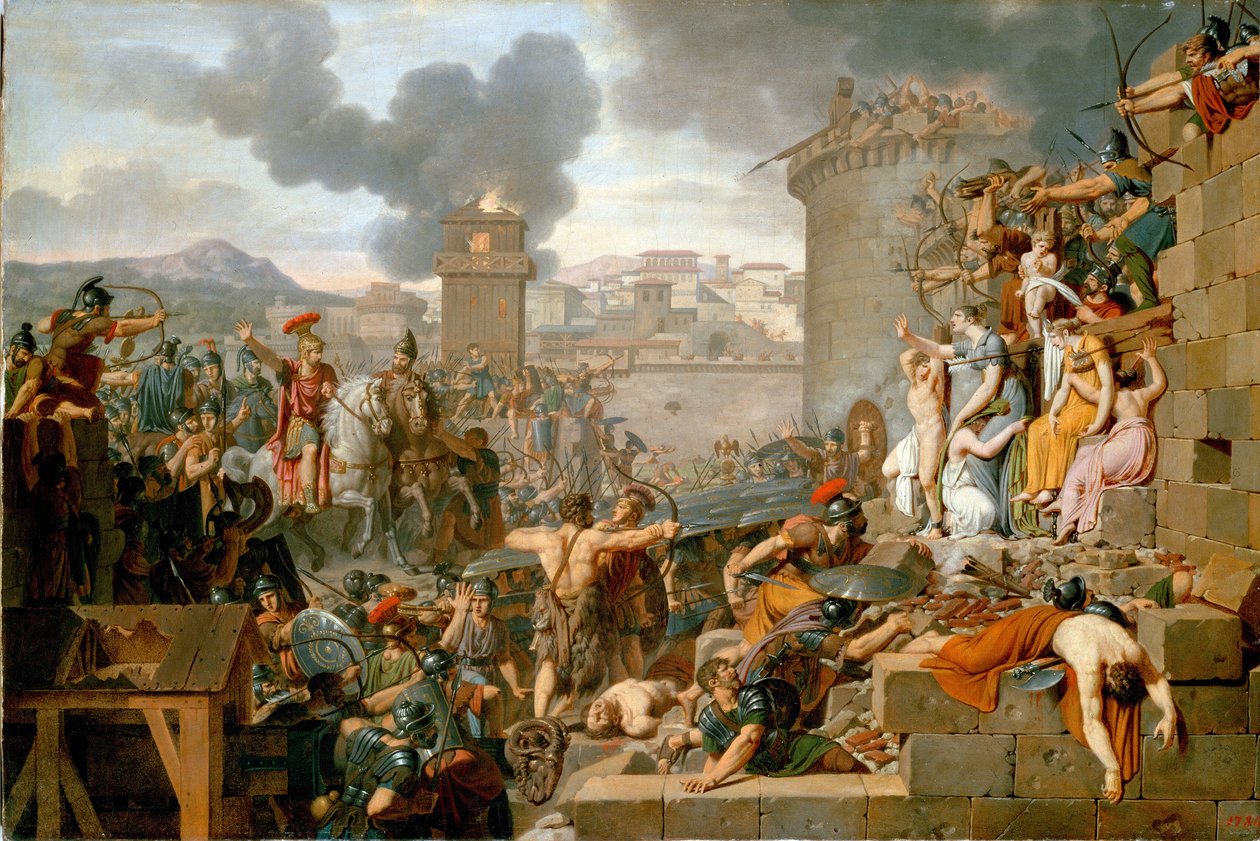 "Metellus Raising the Siege" (Metellus Raising the Siege) أثناء حصار مدينة Centobrica ، اعتقل Quintus Caecilius Metellus ماسيدونيكوس جنوده عندما كشف السكان أبناء Rhetogene لمهاجمته. رسم بواسطة أرماند تشارلز كارافي