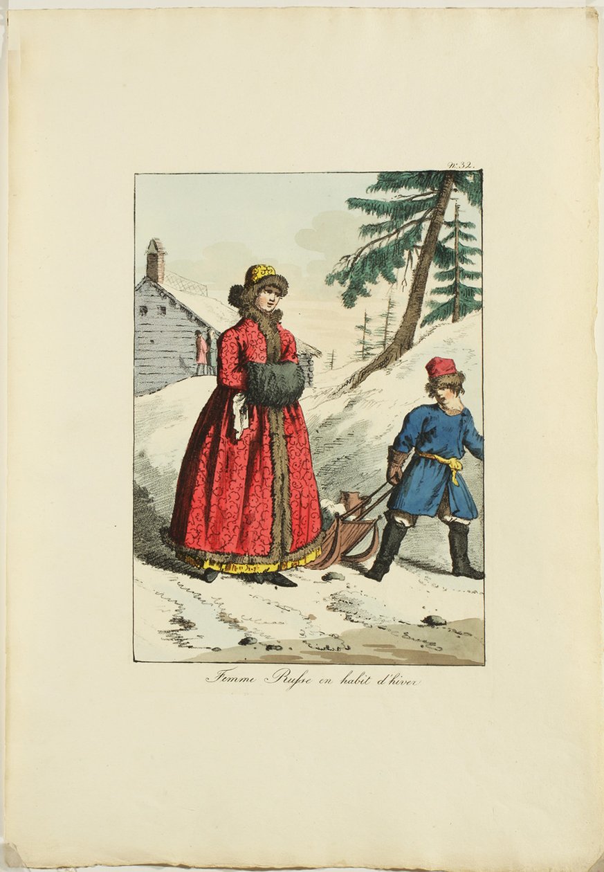 ملابس الشتاء الروسية من Moeurs et Costumes des Russes ، 1817 بواسطة أرماند جوستاف هوبيجانت