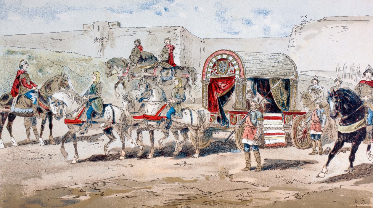 مدرب ملكي تجرّه الخيول في القرن التاسع ، 1886 بواسطة أرماند جان هاينز