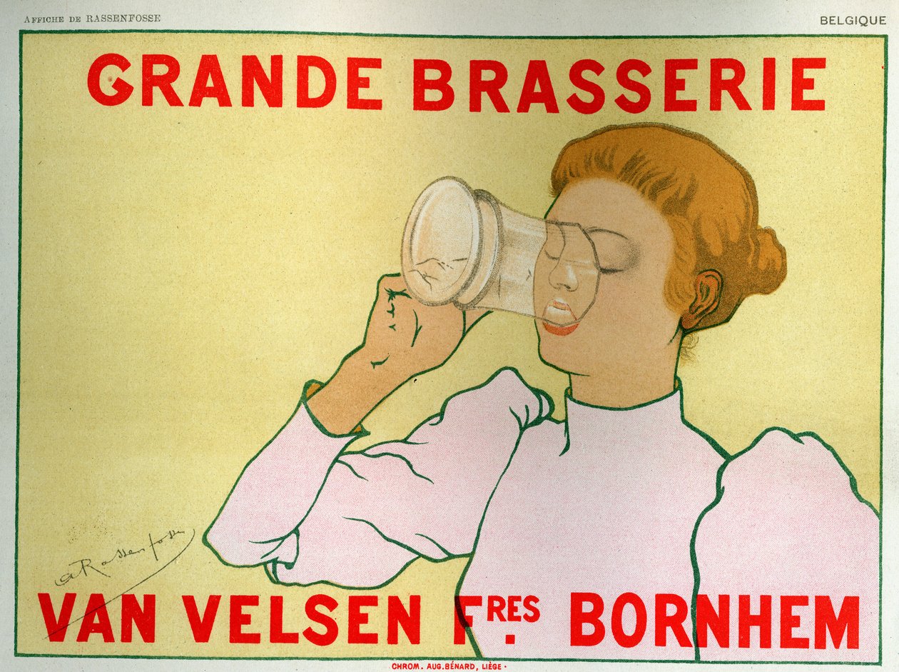 Food and Beverage. Big Brewery Van Velsen, Belgium. Poster by Armand Rassenfosse, Belgium, c.1890 (poster) بواسطة أرماند راسينفوس