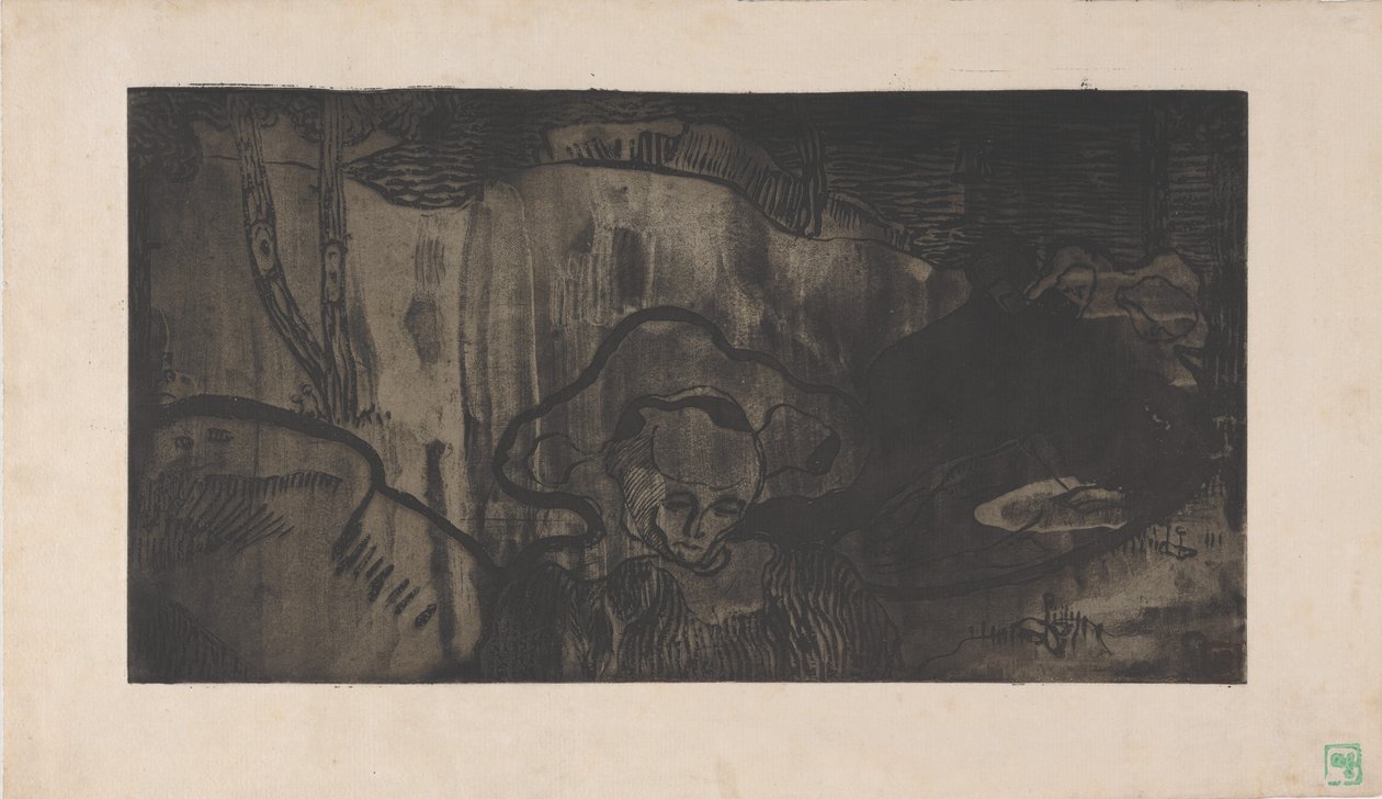 Decoration de Bretagne - Bretonnes au Bord de la Mer (زخرفة بريتون - نساء بريتون بجانب البحر) حوالي 1894 (حفر ، مائية ، أكواتينت لرفع السكر) بواسطة أرماند سيجين