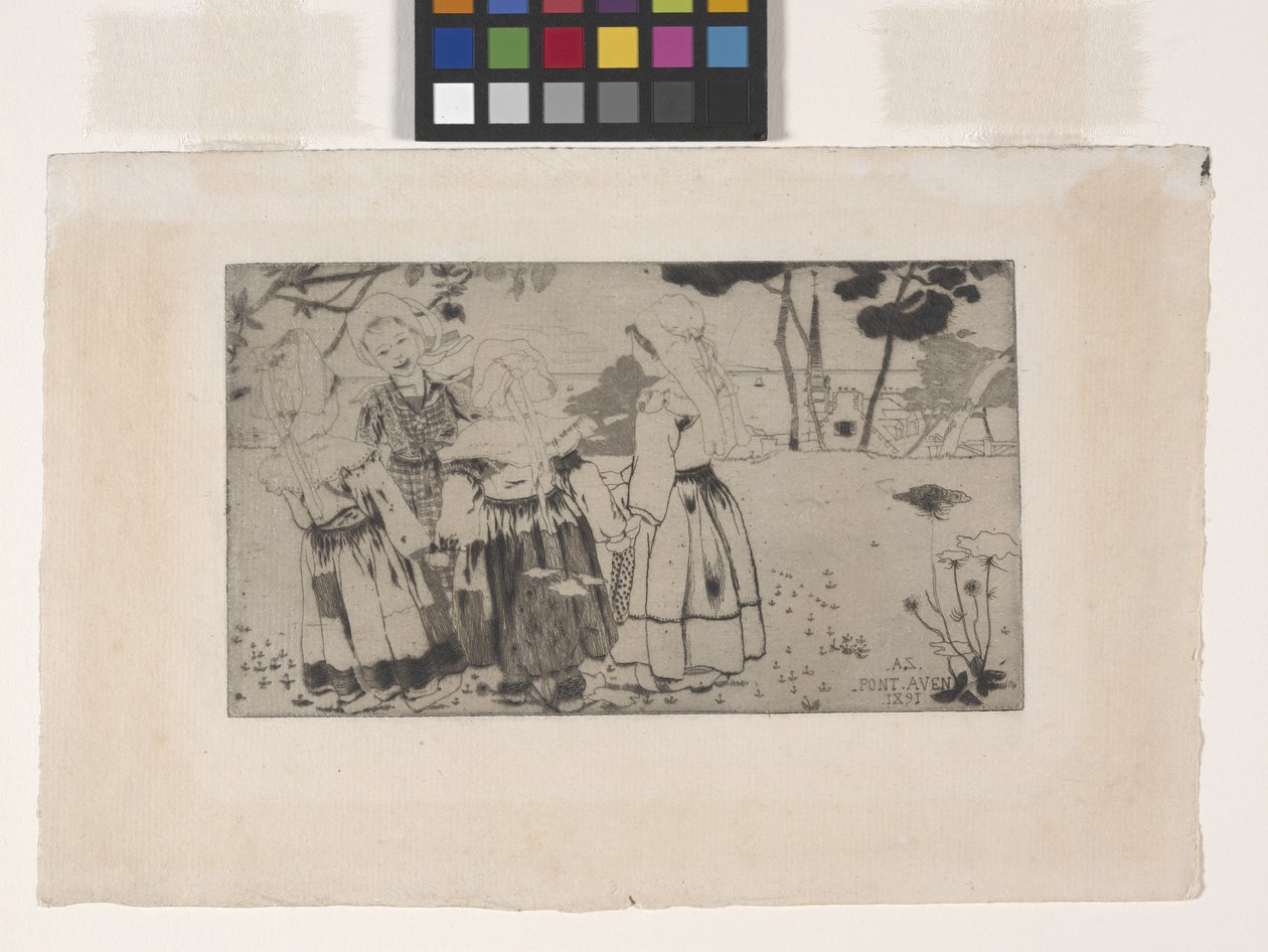 La Ronde De Pont-Aven (الرقص في بونت أفين) (حفر ونقش مائي ونقطة جافة) بواسطة أرماند سيجين