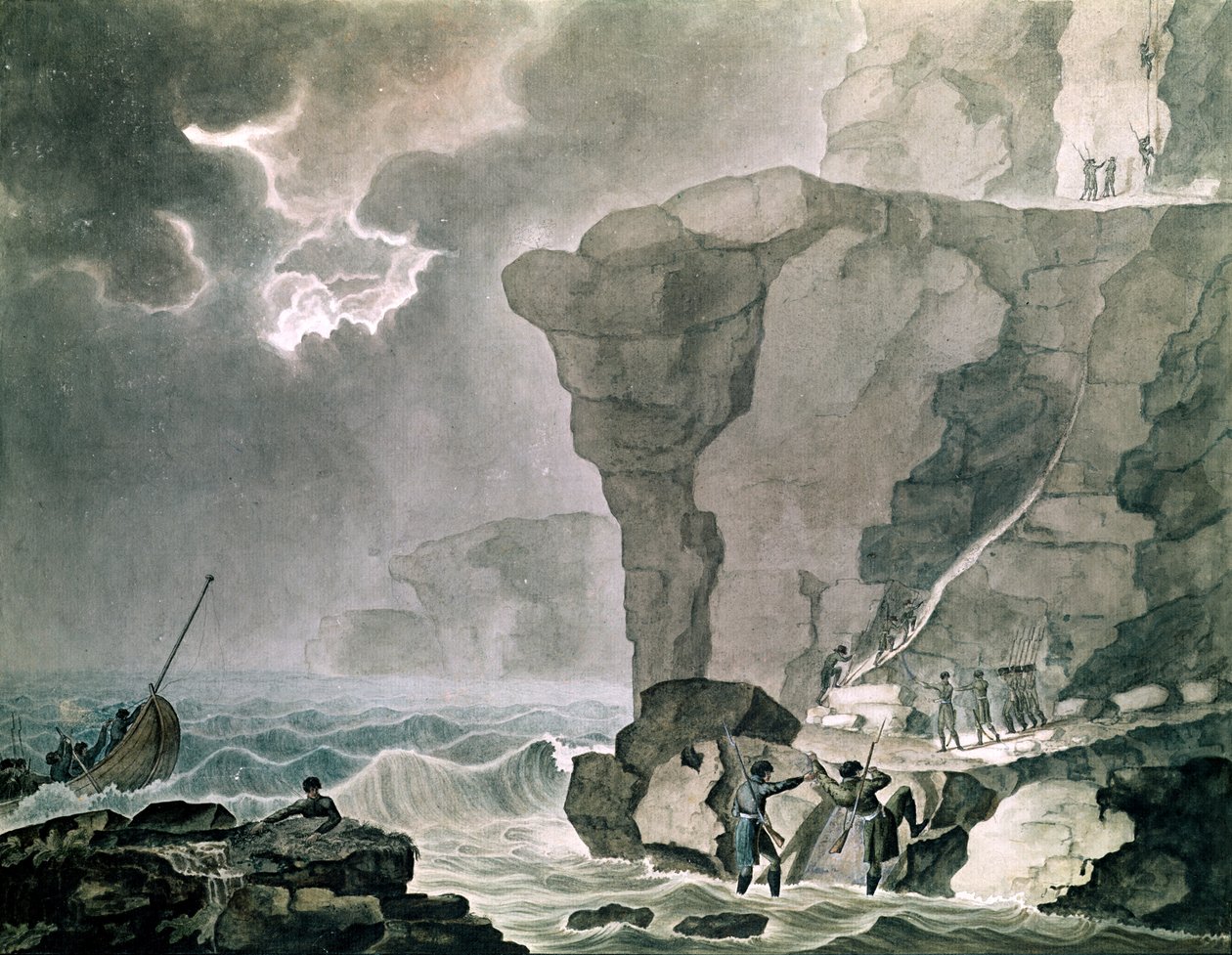 هبوط المتآمرين في قضية Cadoudal في منحدر Biville بالقرب من Dieppe ، 16 يناير 1804 (مرحاض على ورق) بواسطة Armand de Polignac