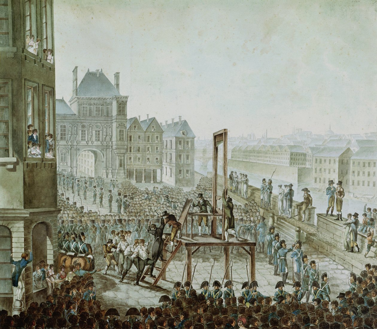 إعدام جورج كادودال (1771-1804) وشركائه ، بلاس دي جريف ، 25 يونيو 1804 (مرحاض على ورق) بواسطة Armand de Polignac