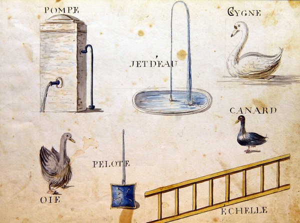 رسوم توضيحية من "كتاب الأبجدية الفرنسية لعام 1814" ، حانة. بواسطة تشارلز بلانت للفنون الجميلة بواسطة أرنود دي بوريجارد