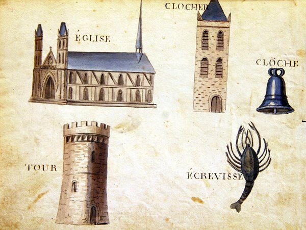 رسوم توضيحية من "كتاب الأبجدية الفرنسية لعام 1814" ، حانة. بواسطة تشارلز بلانت للفنون الجميلة بواسطة أرنود دي بوريجارد