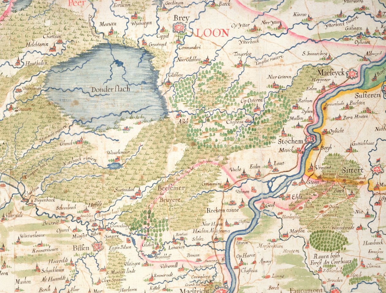 خريطة فلاندرز في وقت حرب الثلاثين عاما (1618-1648) ، من "مسرح دي غوارس إنتري ليه روا دي إسبان وإيه إستات دي هولاند" ، والمعروف باسم "أطلس دي ريشيليو" بواسطة أرنولد فلوران فان لانجرين