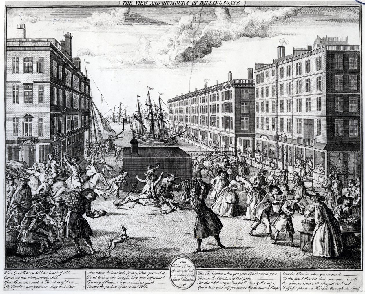 The View and Humours of Billingsgate، 1736 بواسطة أرنولد فان هايكن
