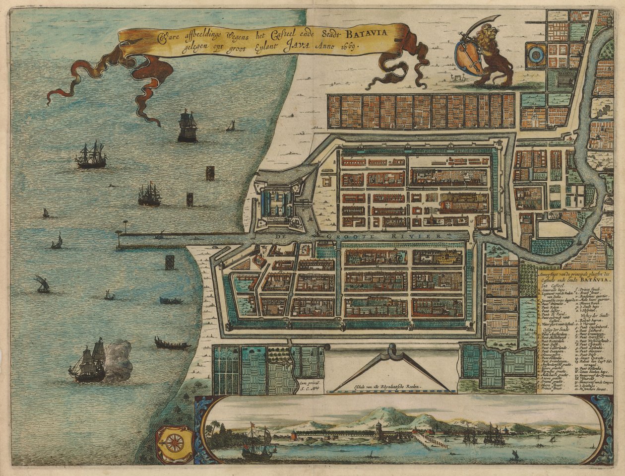 Waere afficte بسبب Casteel ende Stadt BATAVIA الموجود على كبير Eylant JAVA Anno 1669 بواسطة أرنولدوس مونتانوس