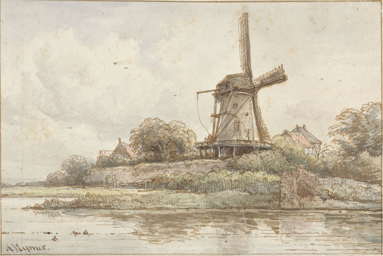 مطحنة على سور المدينة بواسطة Arnoldus Johannes Eymer