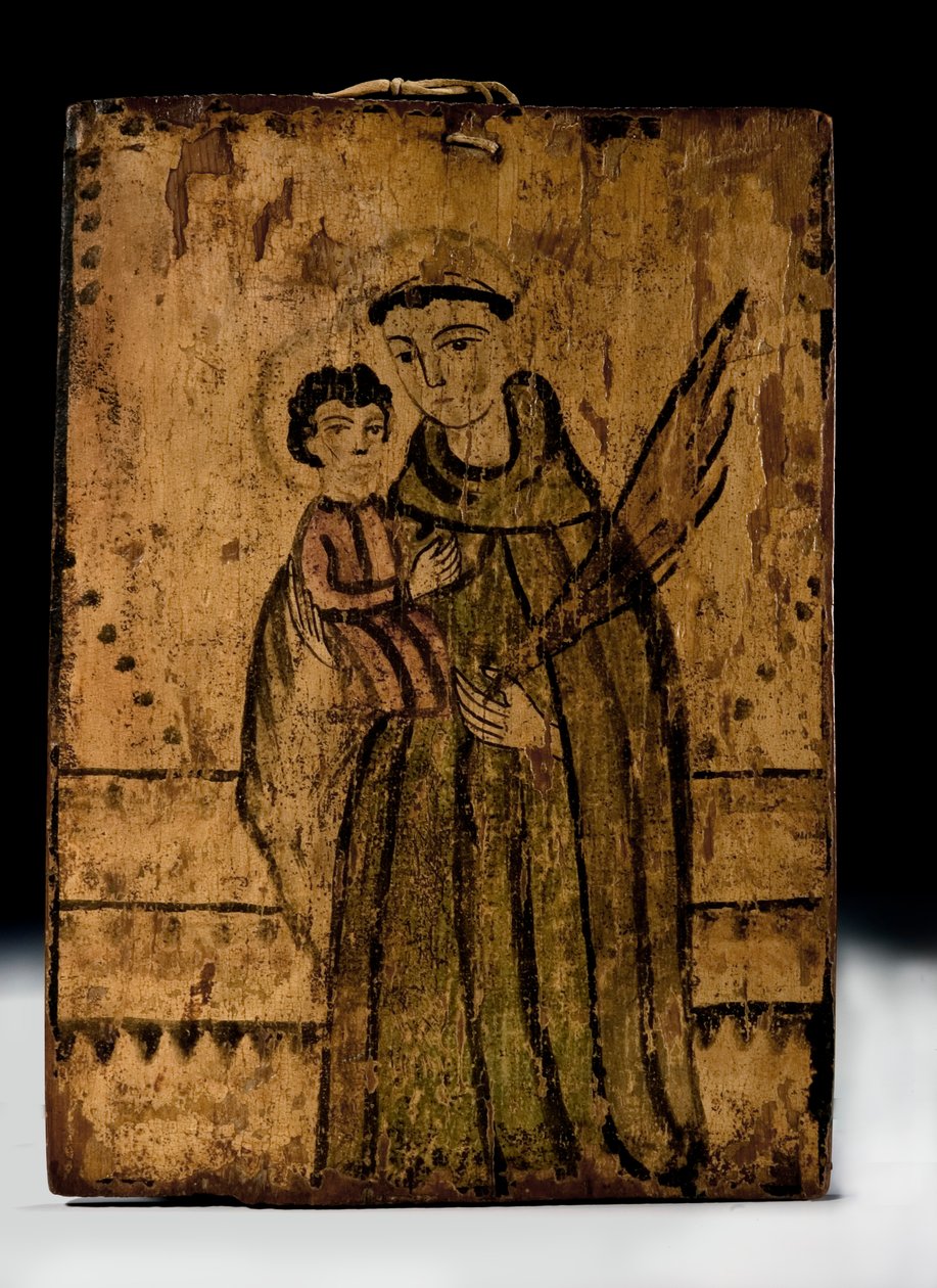 القديس أنطونيوس مع المسيح الطفل ، كاليفورنيا. 1825-1840. بواسطة أرويو هوندو الرسام