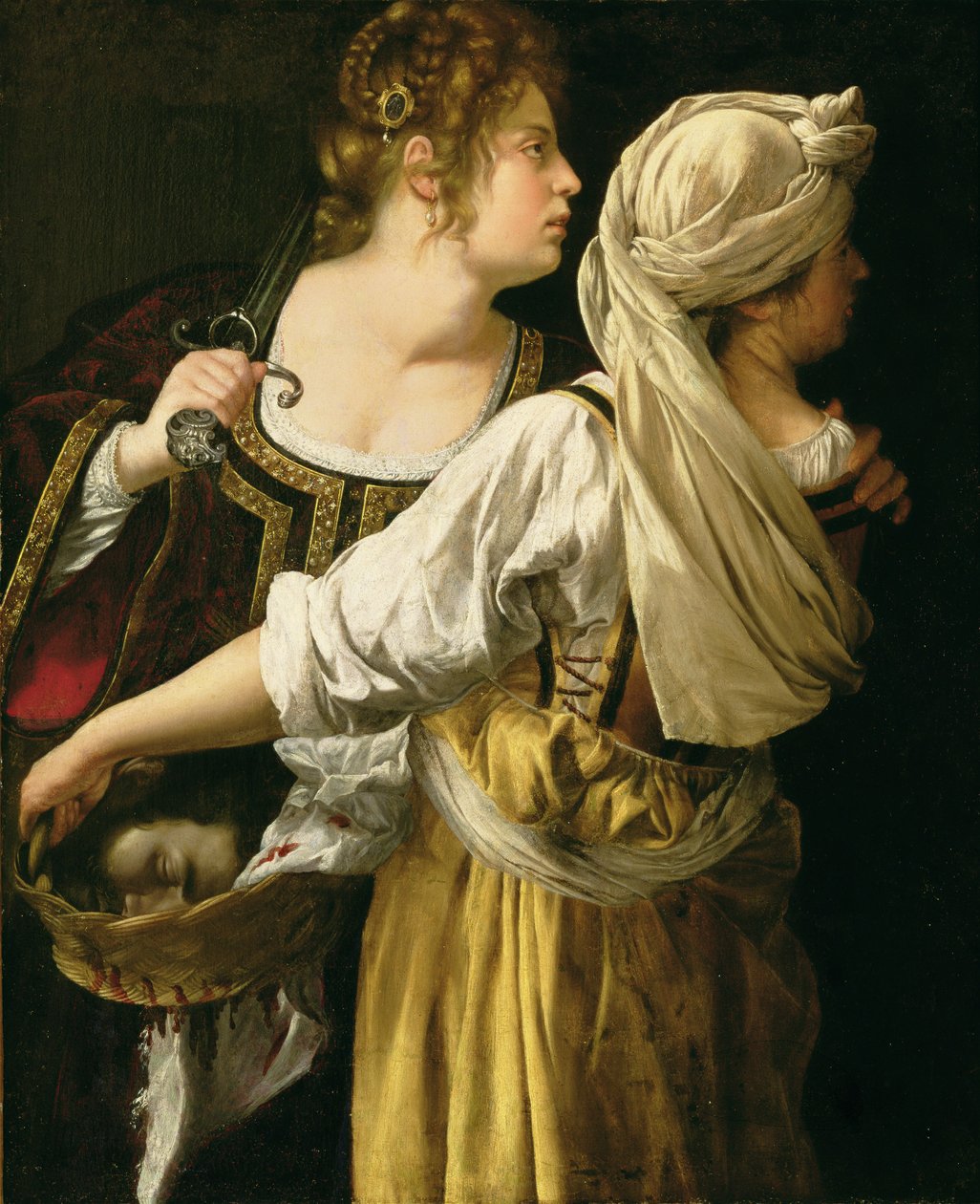 جوديث وخادمها (زيت على قماش) بواسطة الأرطماسيا Gentileschi