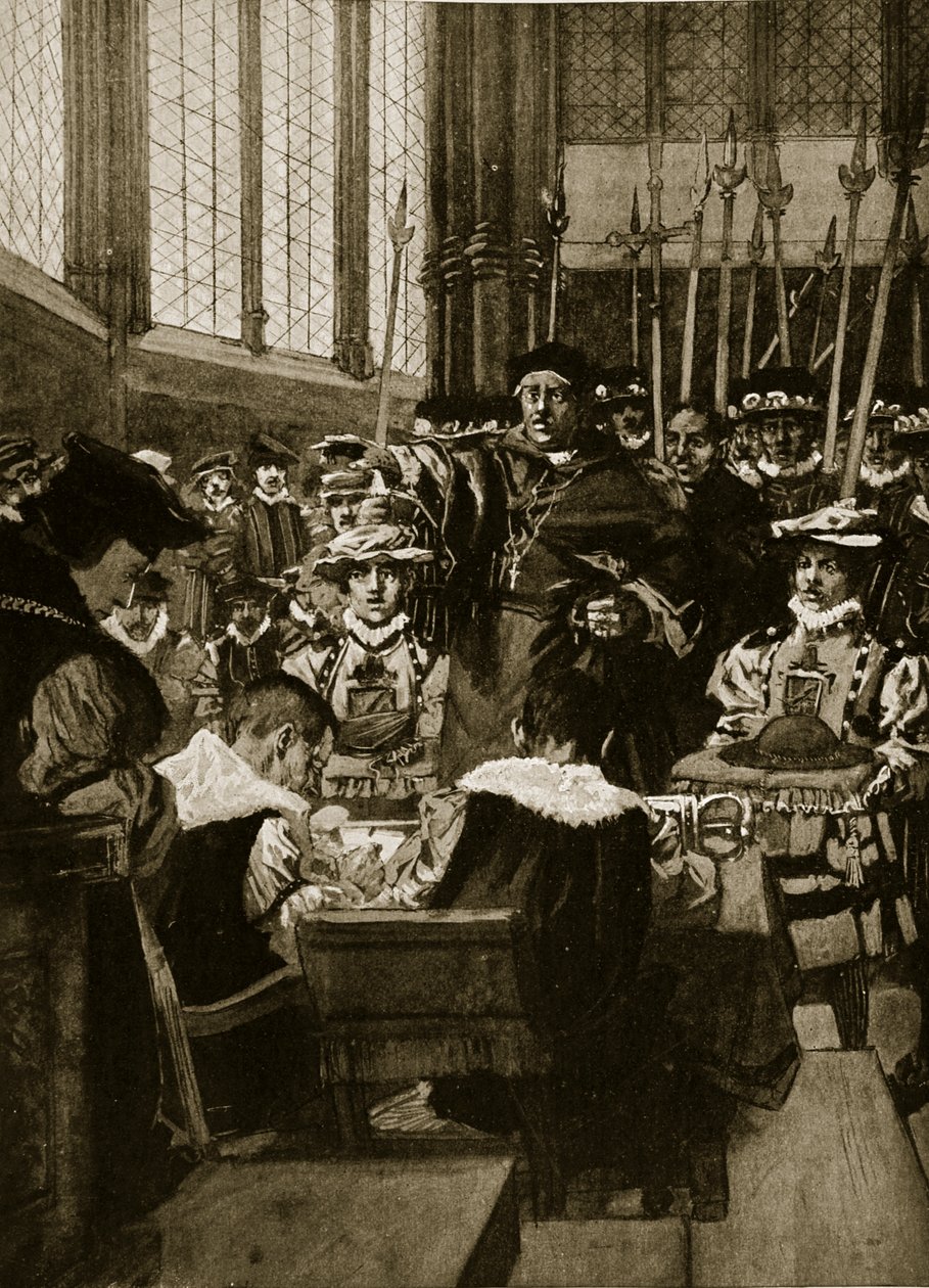 تدخل في Wolsey on the Commons ، 1523 ، توضيح من `` قصة هتشنسون عن الأمة البريطانية &39;&39; ، 1923 بواسطة آرثر ديفيد ماكورميك
