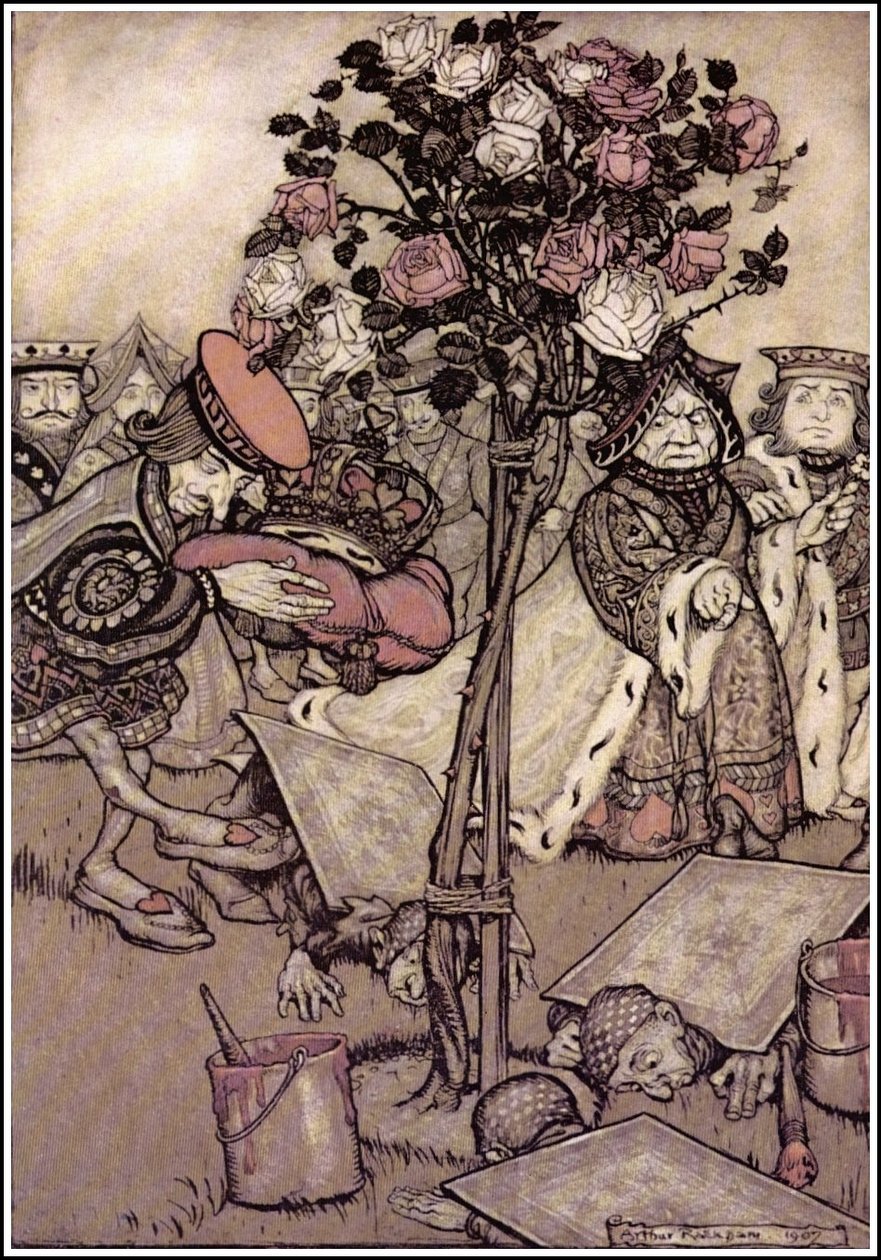 Alices Adventures in Wonderland - استدارت الملكة غاضبة منه وقالت للمدير: اقلبهم. n بواسطة آرثر راكهام