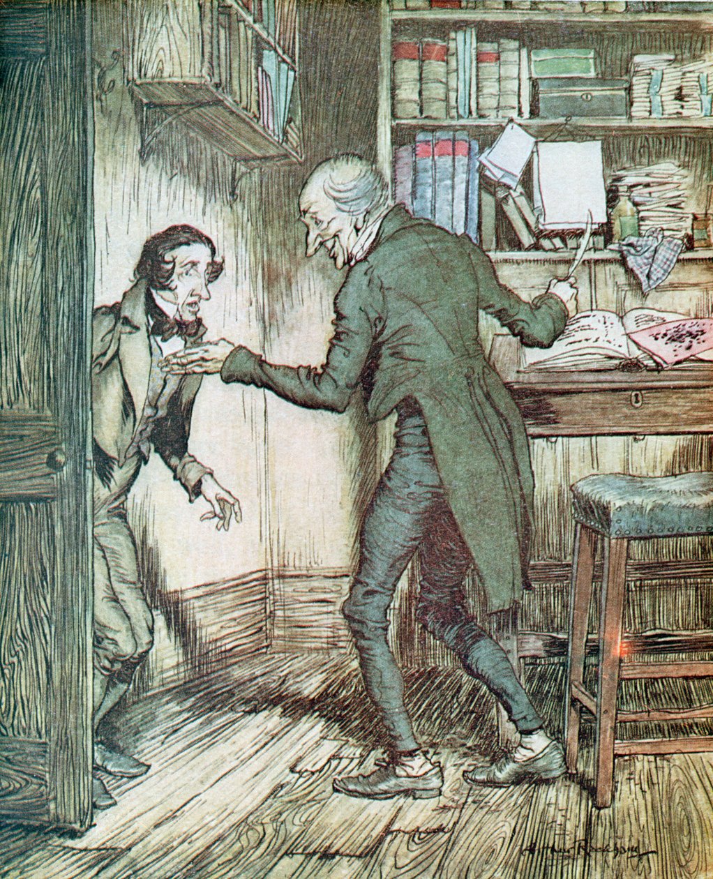 البخيل وبوب كراتشيت ، من ديكنز "A Christmas Carol" بواسطة آرثر راكهام