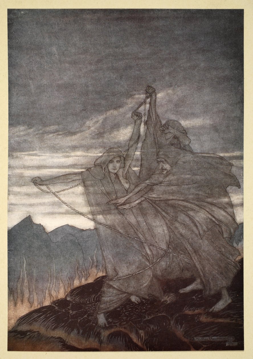 تتلاشى الأعشاب ، توضيح من "Siegfried وشفق الآلهة" ، 1924 بواسطة آرثر راكهام