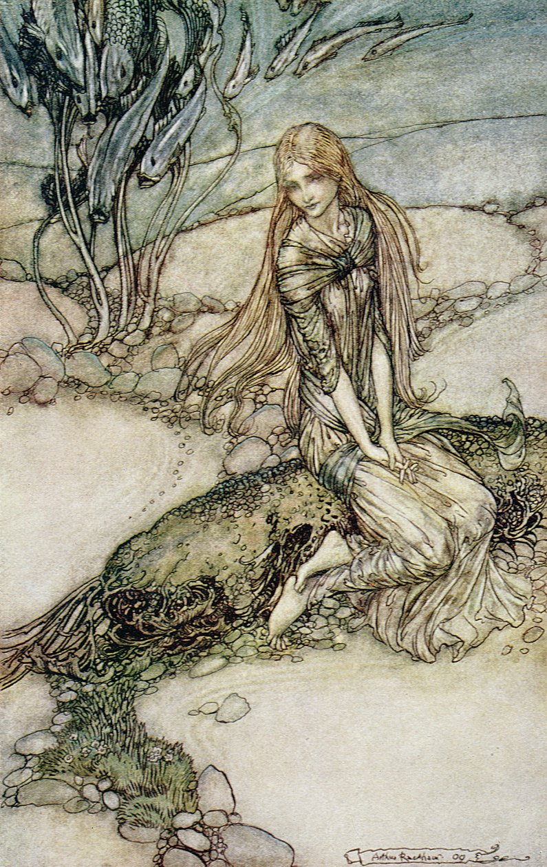 Undine ، توضيح من كتاب Baron Friedrich de la Motte Fouque (1777-1843) 1909 بواسطة آرثر راكهام