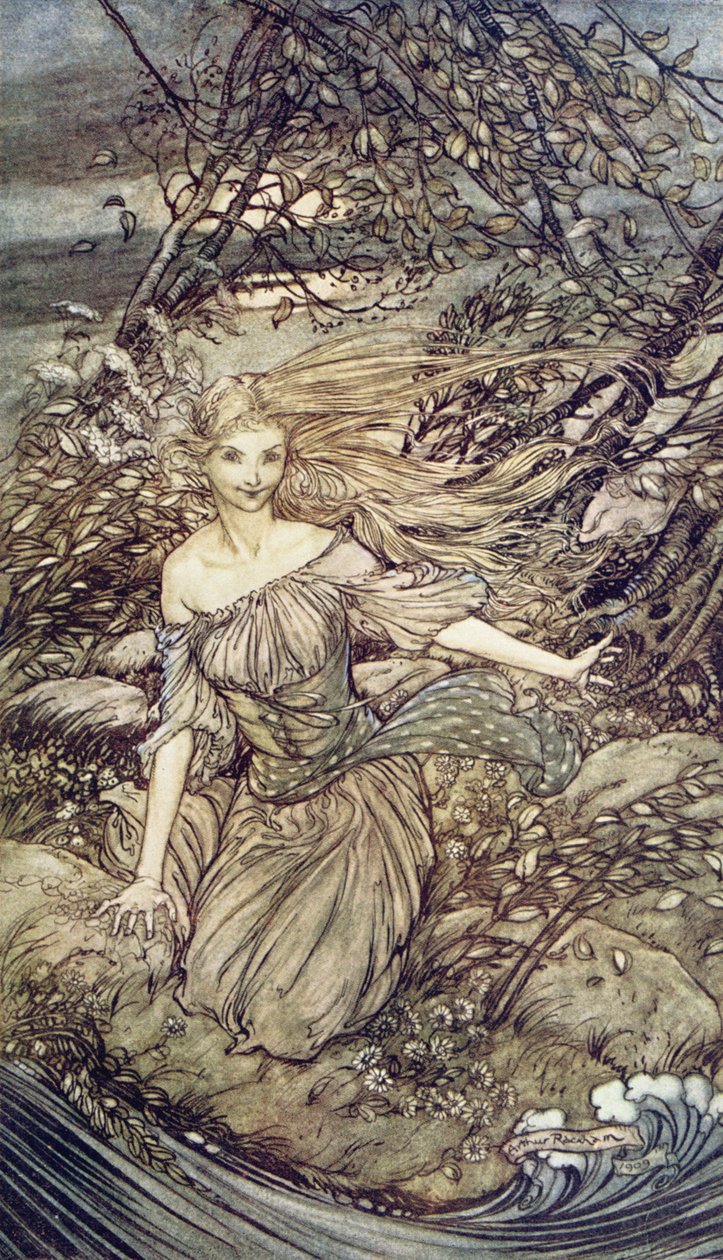 Undine ، توضيح من كتاب Baron Friedrich de la Motte Fouque (1777-1843) 1909 بواسطة آرثر راكهام