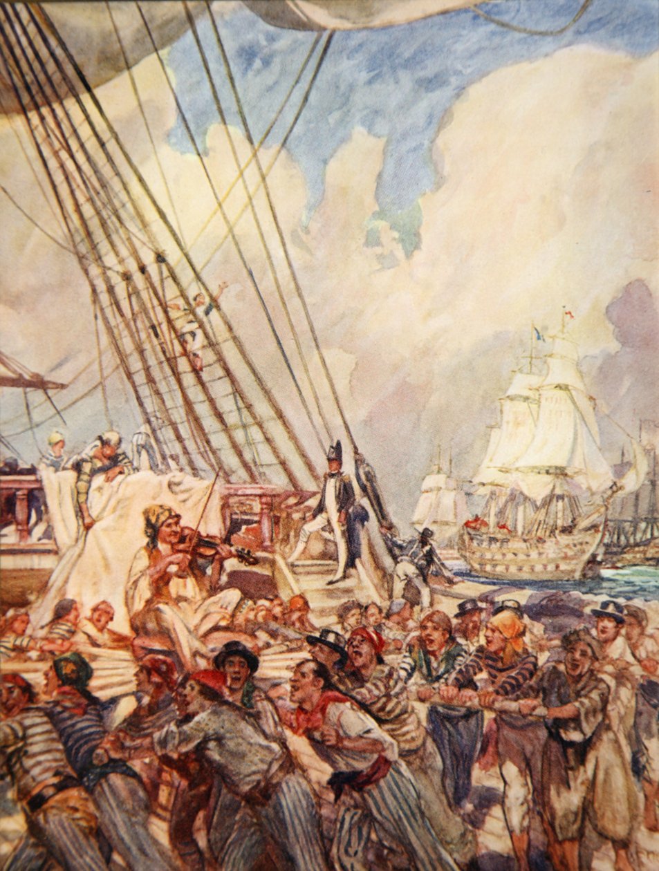 The Old Superb ، رسم توضيحي من "Drake's Drum and Other Songs of the Sea" بواسطة حانة Henry Newbolt (1862-1938). 1905 (لون ليثو) بواسطة آرثر ديفيد ماكورميك