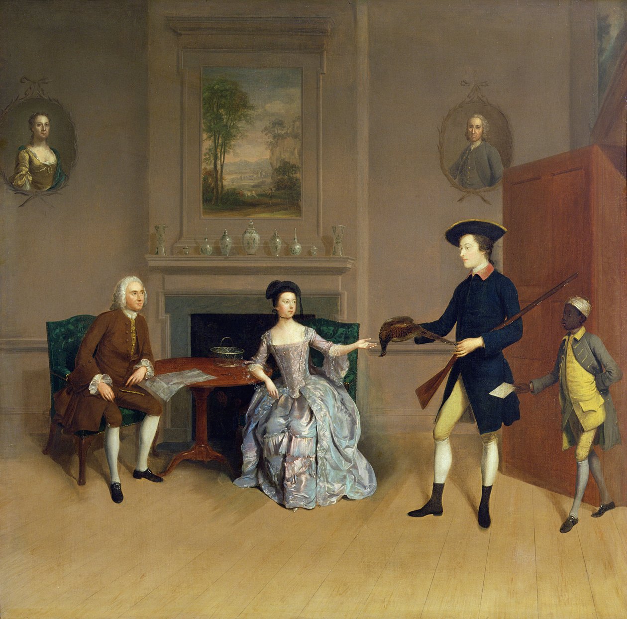 جون أوردي ، مع زوجته آن ، وابنه الأكبر ، ويليام ، من موربيث ، نورثمبرلاند ، c.1754-56 بواسطة آرثر ديفيس