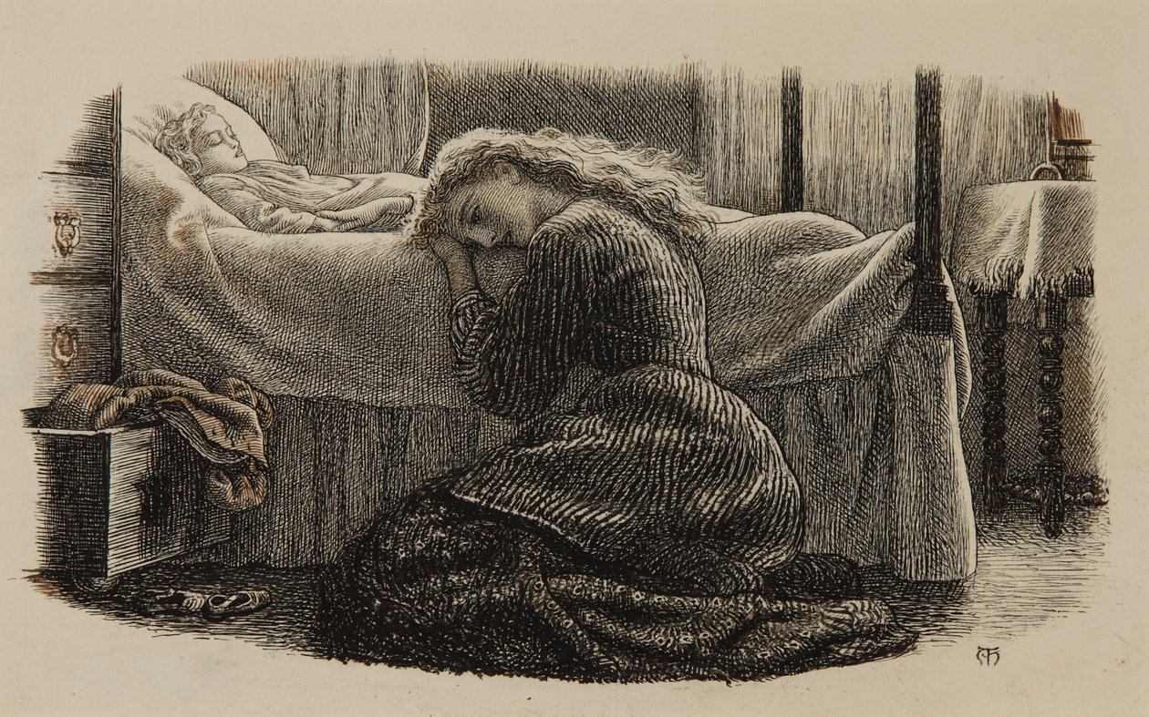 وفاة أصغر طفل ، حوالي عام 1865 (حبر على ورق) بواسطة آرثر هيوز