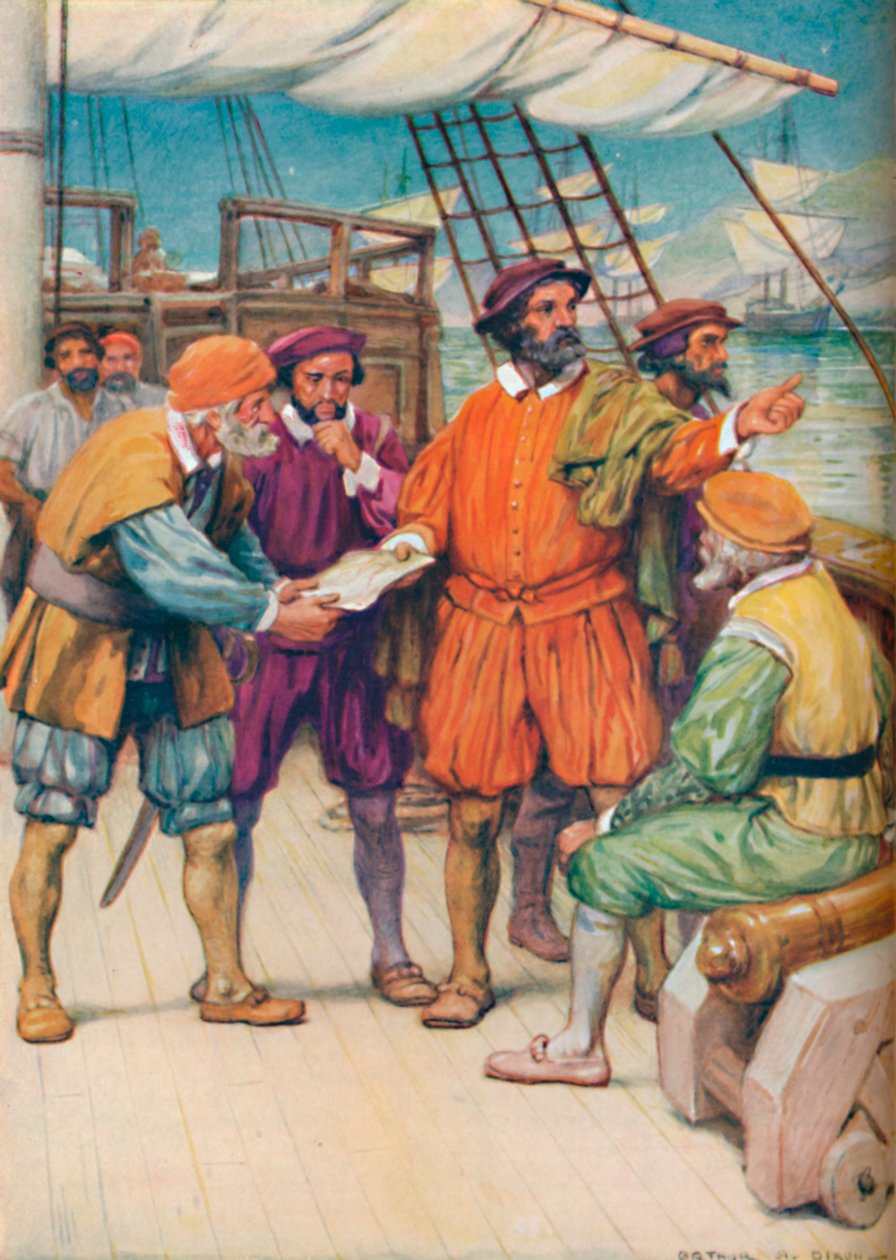 ماجلان يتشاور مع ملاحيه ، c1925 بواسطة آرثر بيرسي ديكسون