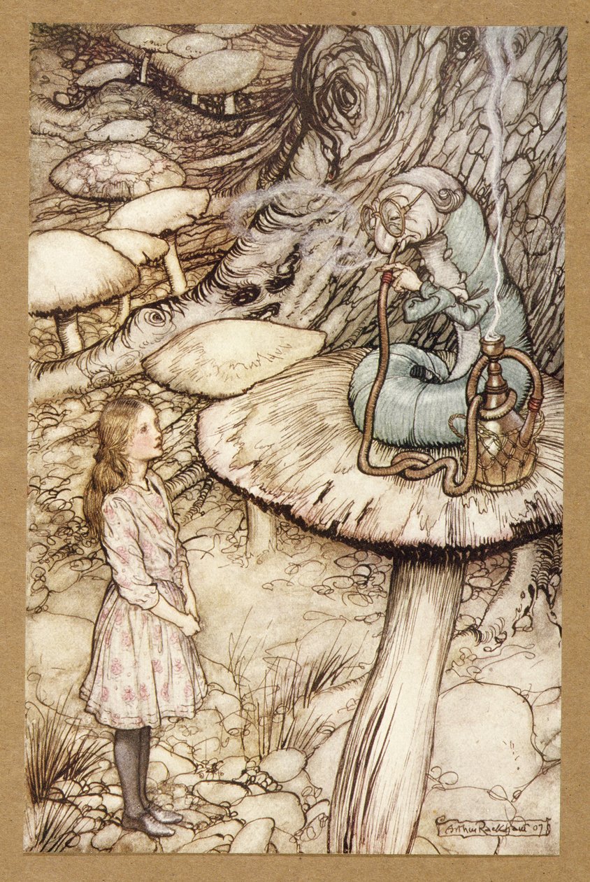 نصيحة من كاتربيلر ، من Alices Adventures in Wonderland ، بقلم لويس كارول ، حانة 1907 بواسطة آرثر راكهام