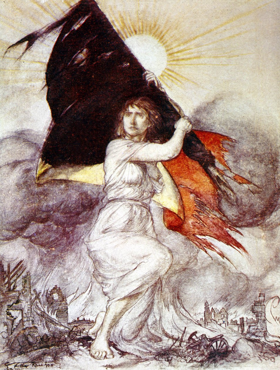 رمزية بلجيكا خلال ww1 ، رسم آرثر راكهام بواسطة آرثر راكهام