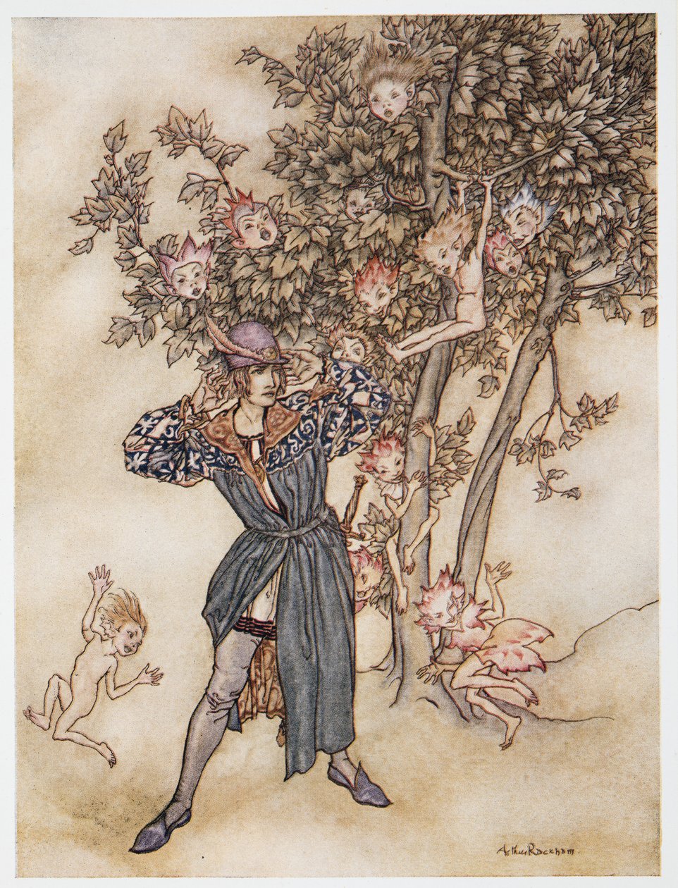 Burthen (مشتتة) Hark Hark !، توضيح من William Shakespeares The Tempest ، pub. 1926 بواسطة آرثر راكهام