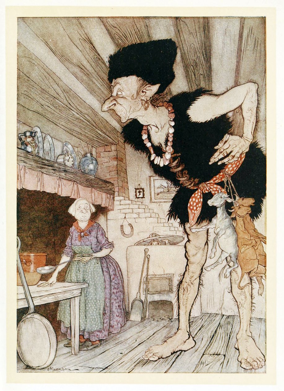Fee-Fi-Fo-Fum ، أشم رائحة دم رجل إنجليزي ، من حكايات الإنجليزية ، حانة. 1922 بواسطة آرثر راكهام
