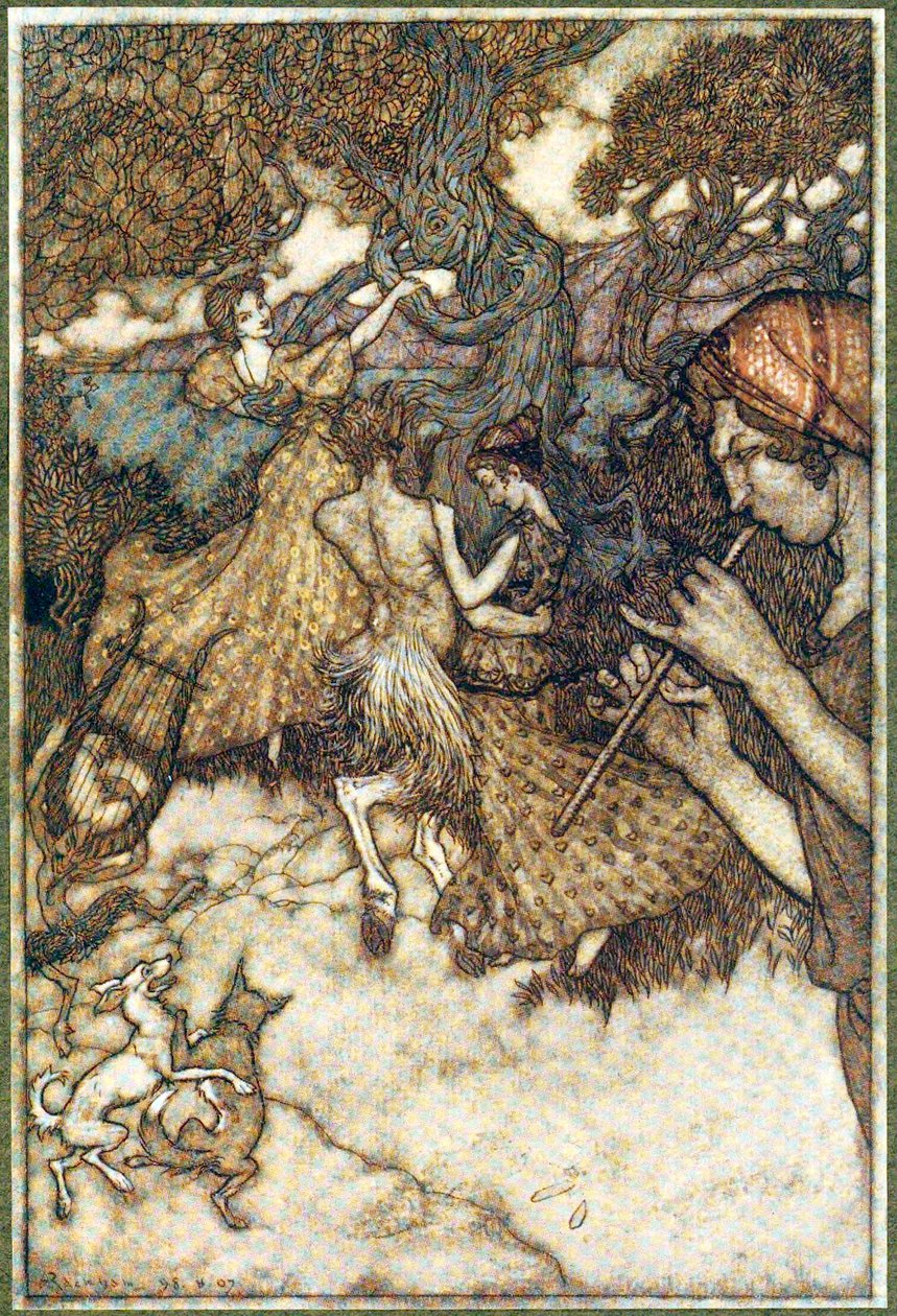إذا أنتج Orpheus لأول مرة رقصة الفالس ، من The Ingoldsby Legends ، حانة. 1907. بواسطة آرثر راكهام