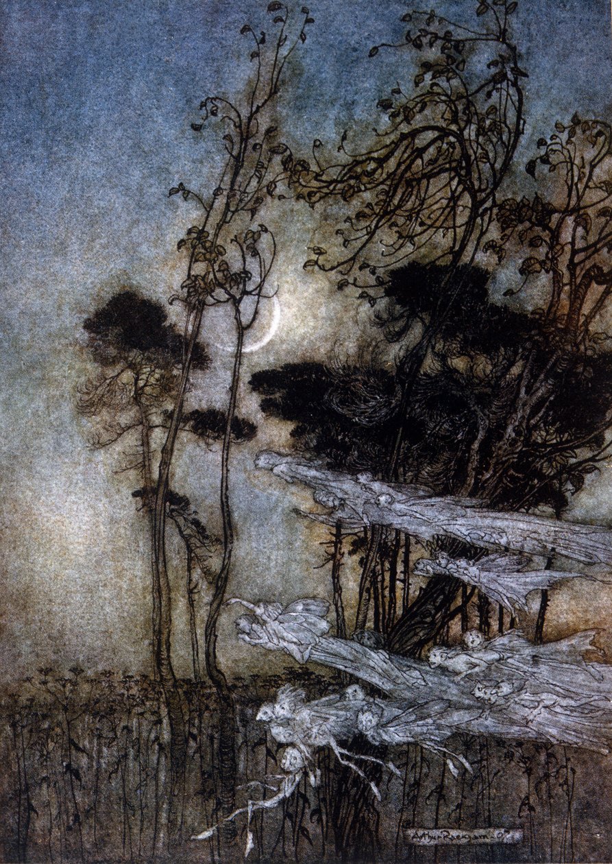 رسم إيضاحي لآرثر راكهام (1867-1939) لحلم ليلة صيفية بقلم ويليام شكسبير بواسطة آرثر راكهام