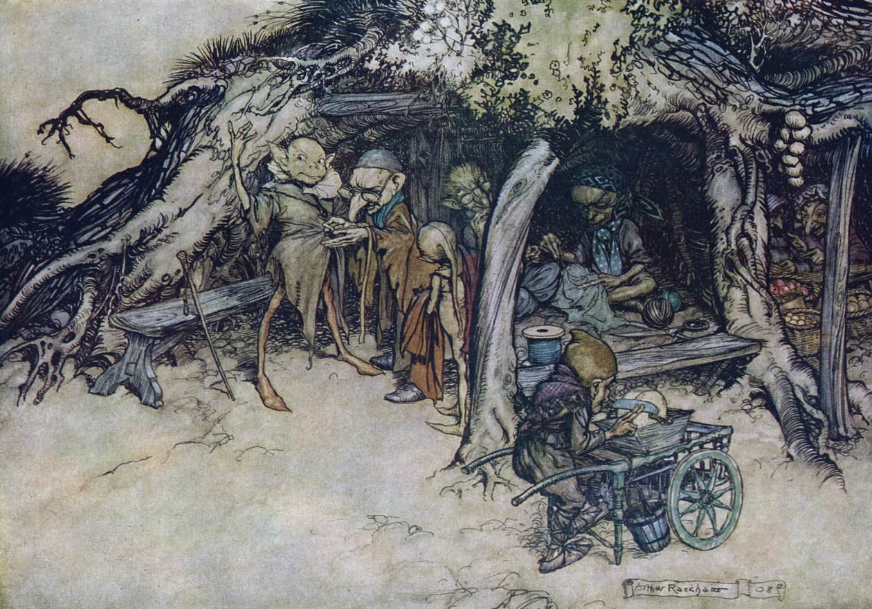 رسم إيضاحي لآرثر راكهام عن فيلم A Midsummer Night's Dream بواسطة آرثر راكهام