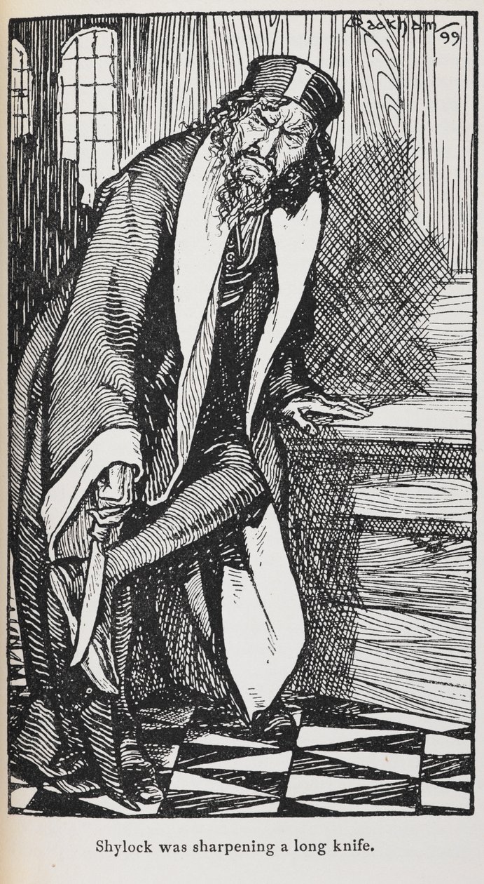 رسم توضيحي لشيلوك من The Merchant of Venice بواسطة آرثر راكهام
