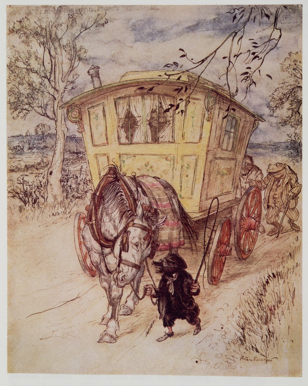 كانت فترة ما بعد الظهر ذهبية: كانت رائحة الغبار التي أطلقوها غنية ومرضية ، من Wind in the Willows بواسطة Kenneth Grahame (1859 - 1932) ، الحانة. 1940 بواسطة آرثر راكهام