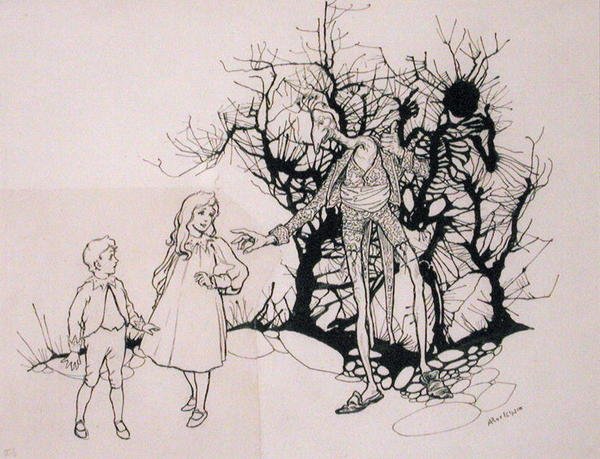 "لقد كان نوعًا من الهيكل العظمي" ، رسم توضيحي من "The Zankiwank and the Bletherwitch" ، بقلم SJ Adair Fitzgerald ، نُشر عام 1896 (بالقلم والحبر) بواسطة آرثر راكهام